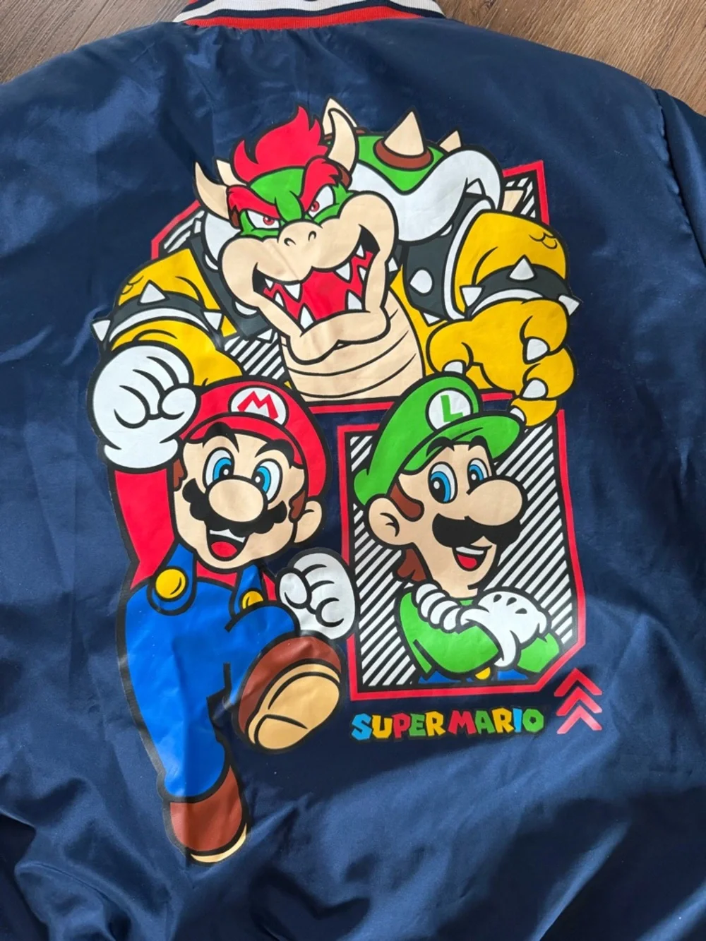 Super Mario Power-Up Bomber Jacket, size 10/12 Blue